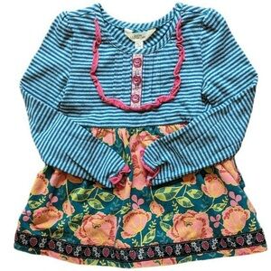 MATILDA JANE Once Upon A Time Ruffle Back Floral Striped Gallant Tunic Dress